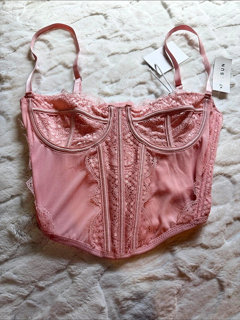 L.A. Hearts Class Vendor Lace Corset Pink Small NWT